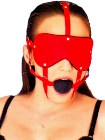 Lover's Headgear Adjustable Eye Mask & Ball Gag - Red